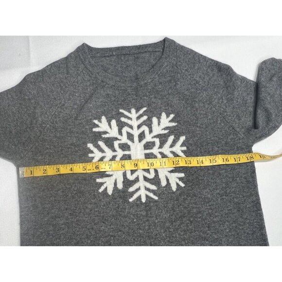 Philosophy Cashmere Snowflake Sweater Crew Neck Pullover Sz S Gray Cozy Classic - Picture 5 of 11